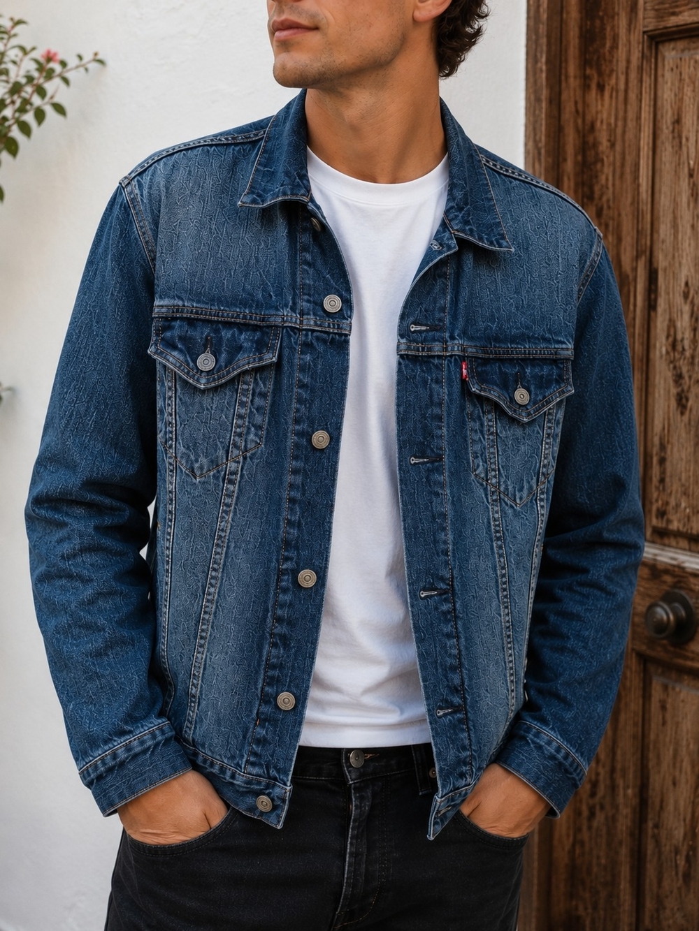 Levi's Denim Trucker Jacket Size L Blue Cotton Button Front Classic